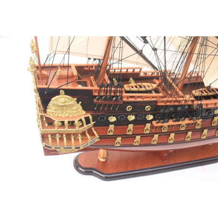 Drewniany model francuskiego żaglowca „Soleil Royal” 80 cm – ekskluzywna dekoracja marynistyczna, żeglarski prezent